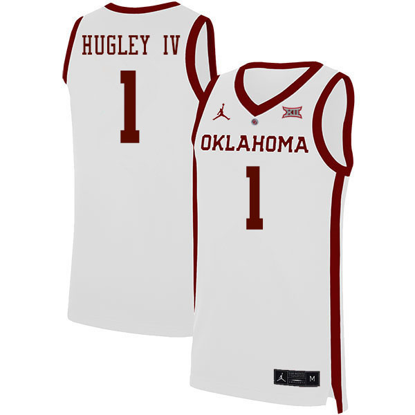 Oklahoma Sooners #1 John Hugley IV College Basketball Jerseys Stitched Sale-White